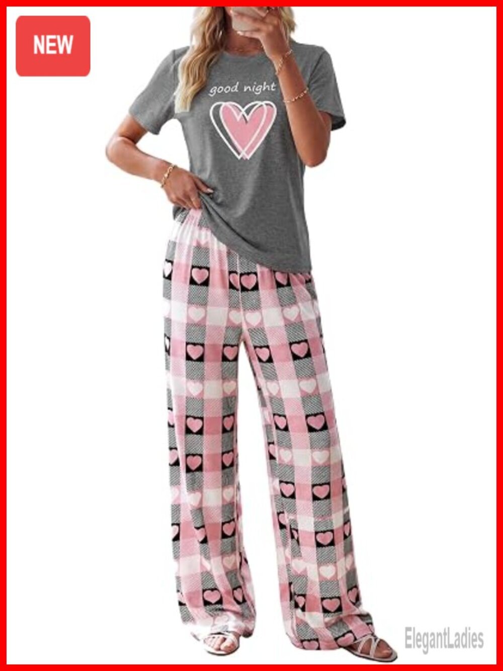 2 Piece Pajama Set Short Sleeve Printed Sleepwear Lounge Outfit with Pockets